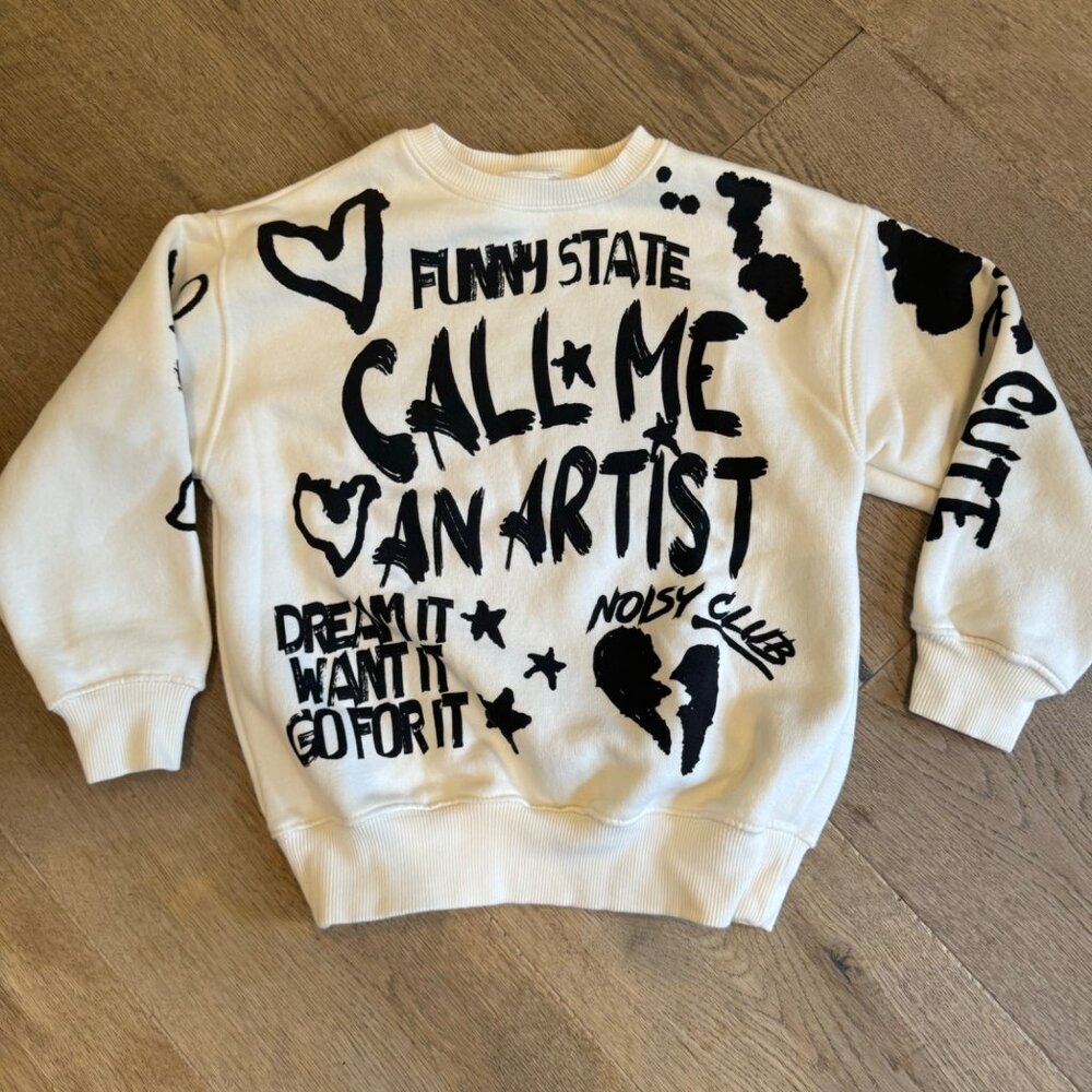 Kids Graphic Sweatshirt 8-9 Yrs Zapa White & Black Funny State Call Me An Artist